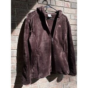 Nike‎ ACG Brown Plush Fleece Hoodie Pullover Women's M Half Zip Soft Cozy